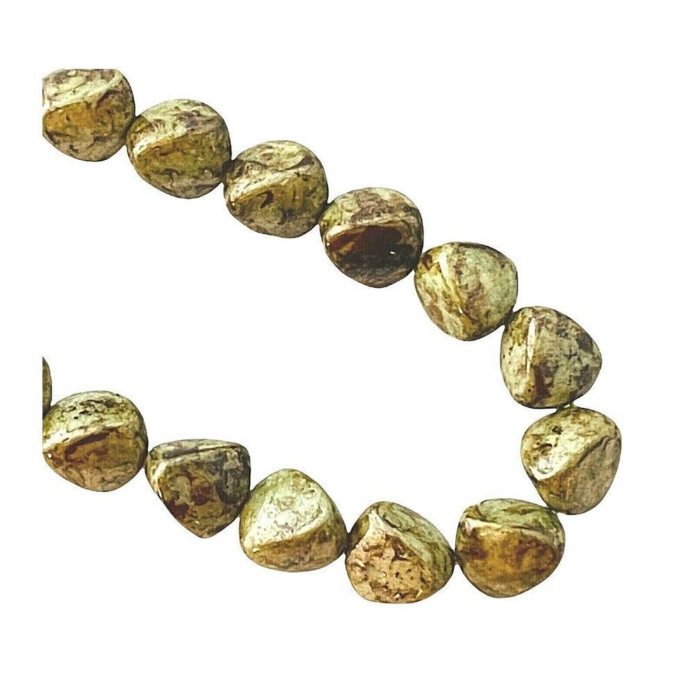 35 Light Green Granite Czech Bohemian Glass 12mm Trigon Triangle Beads